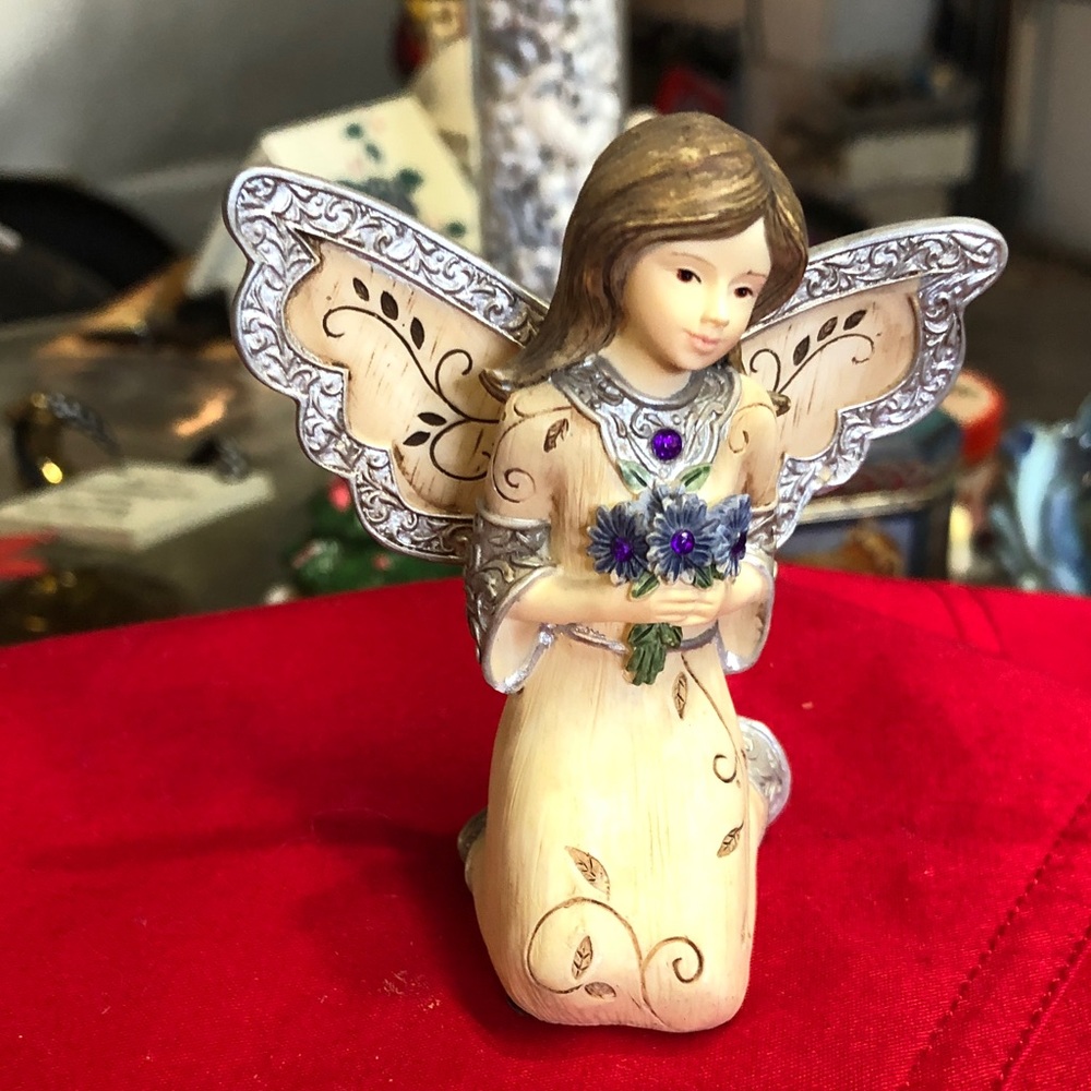 Element Angel Figurine with Silver and Cream Accents